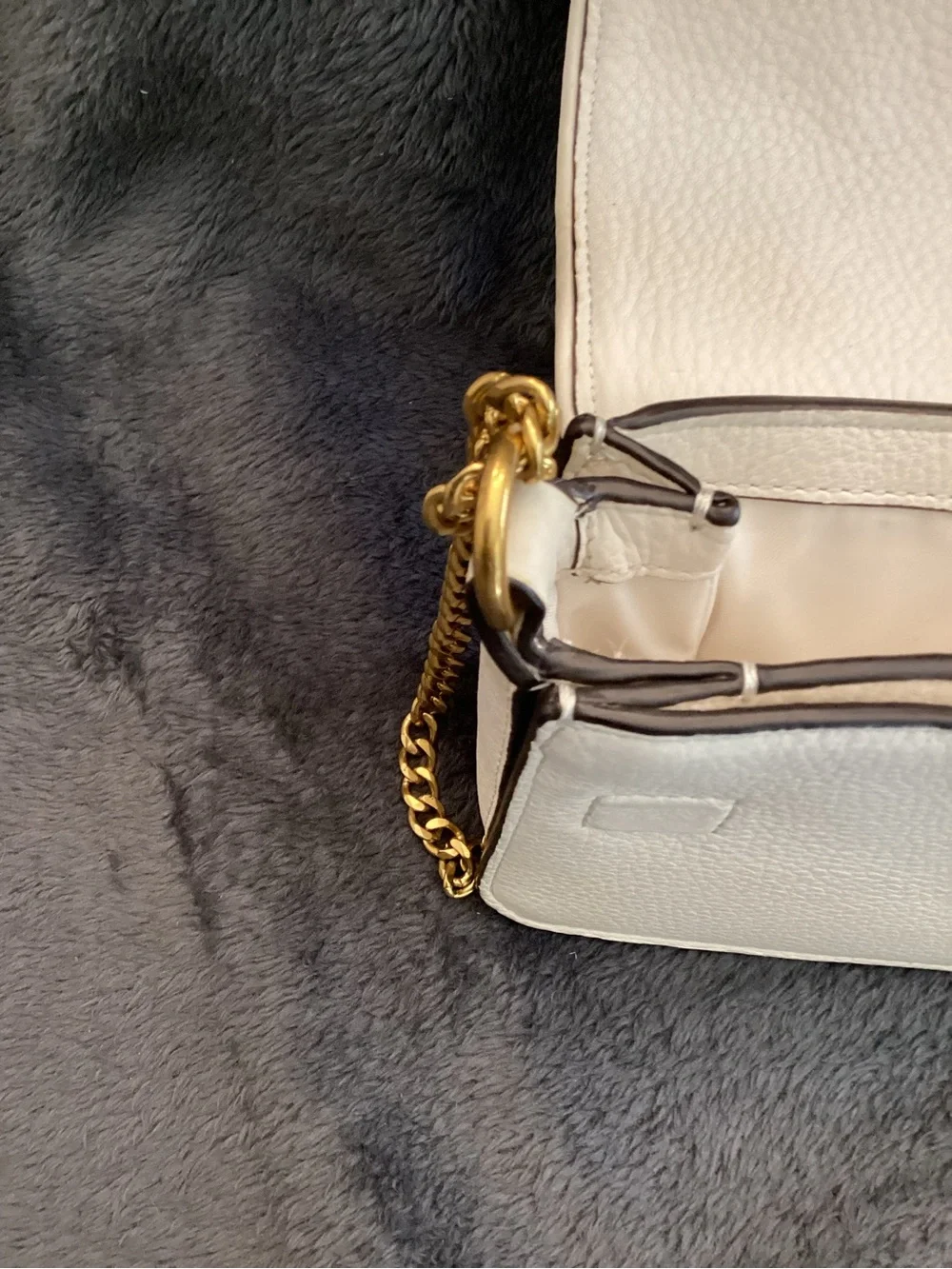 Tory Burch Cream Leather Chain Mini Shoulder Bag with Gold Hardware